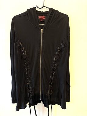 Tripp NYC Black Zip hoodie with Lace-Up Sides